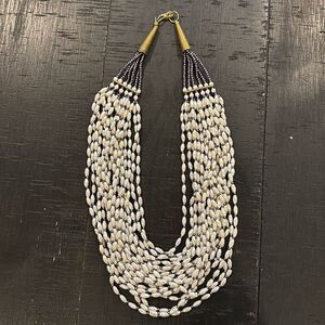 Vintage Purple White Faux Pearl Multi-strand Statement Necklace Marilyn​​​​